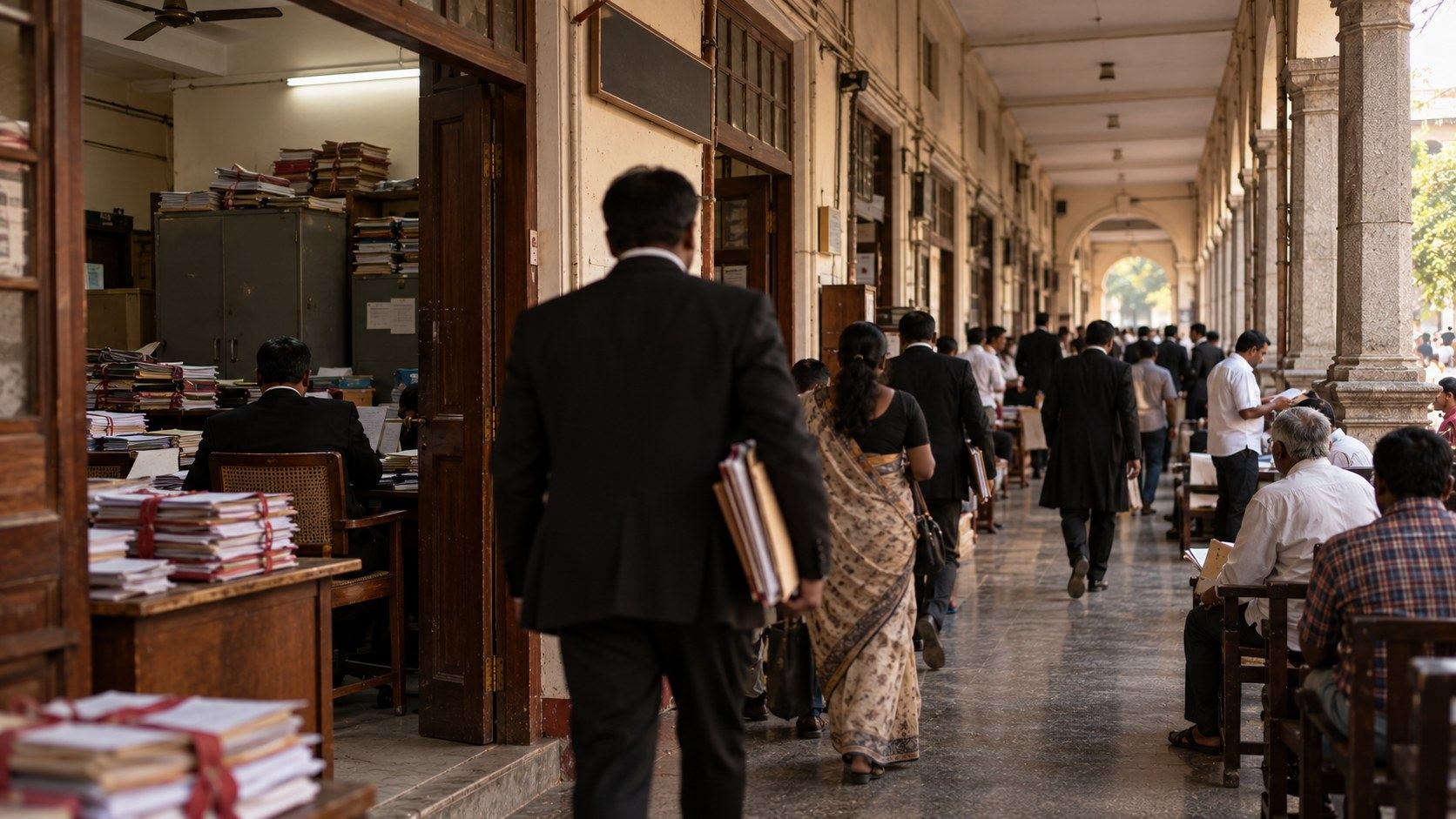 Lawyers' chambers corridor at the Bengaluru court complex