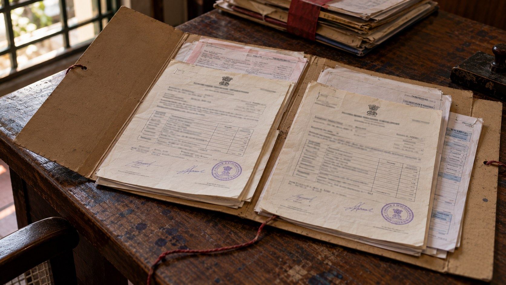 Property tax and khata papers in a file