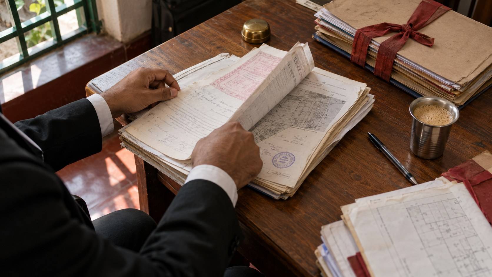 Advocate going through property documents